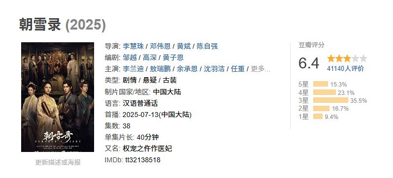 《朝雪录》剧情悬浮，台词太雷人，女主行医救人只为攀高枝？